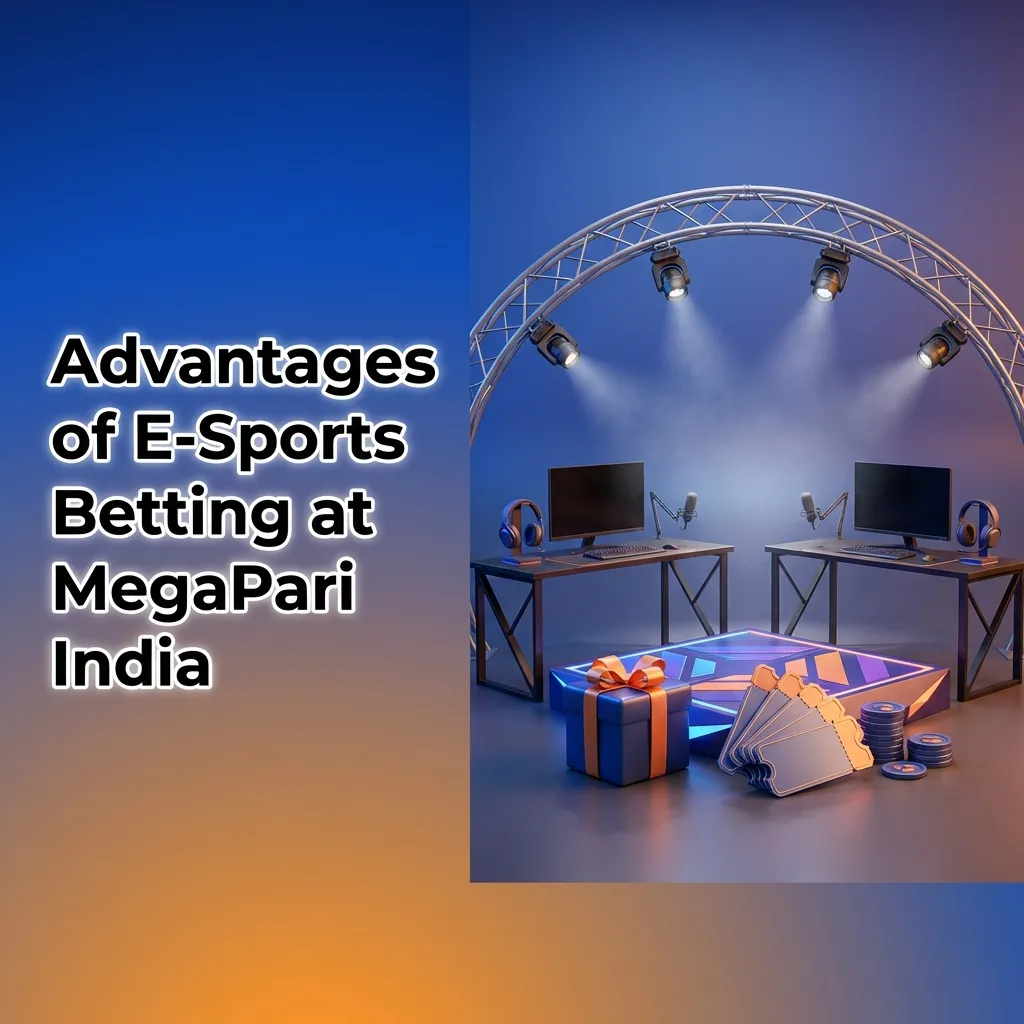 Infographic on MegaPari India esports betting benefits: local payments, strong odds, bonuses, mobile app, 24/7 support
