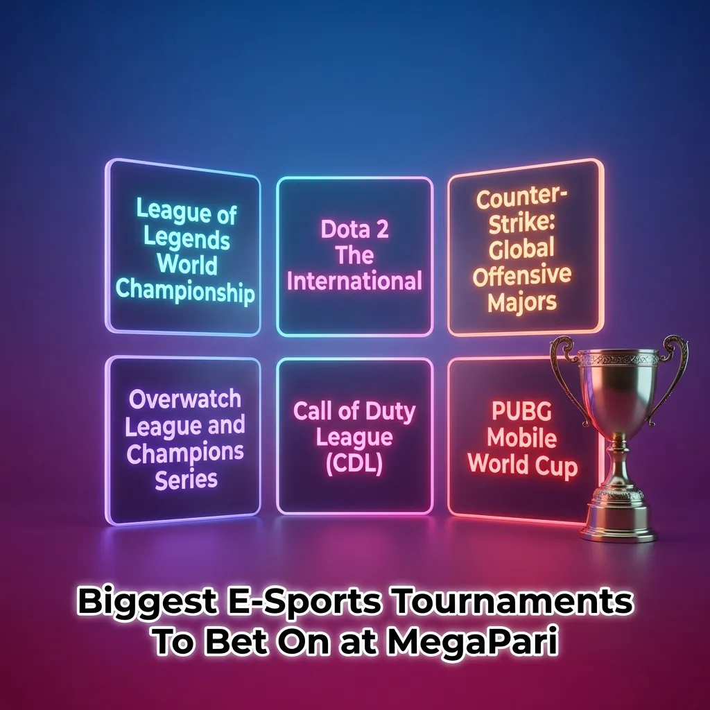 MegaPari esports betting banner listing major Dota 2, CS2, LoL, Valorant and other tournament events.