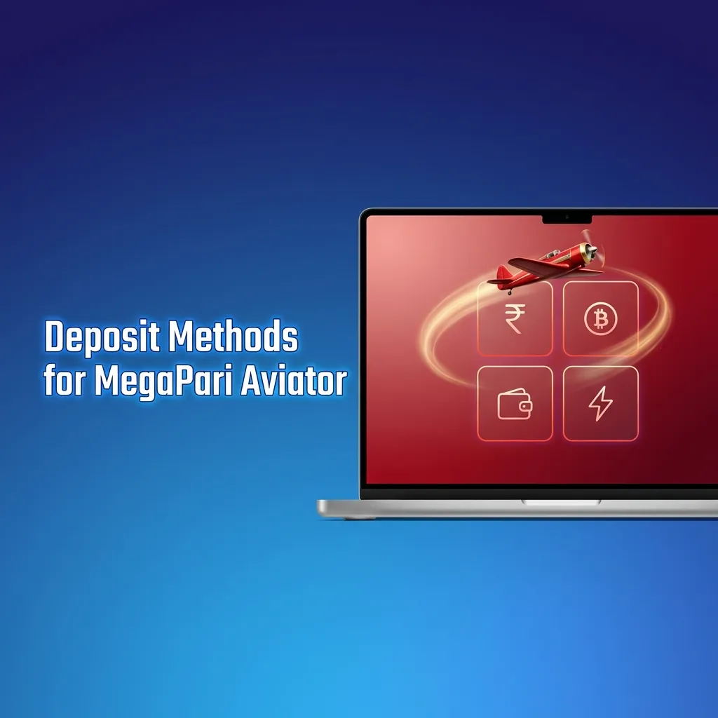 Infographic of MegaPari Aviator deposit options with cards, e-wallets, crypto, UPI, Paytm, and bank transfer icons