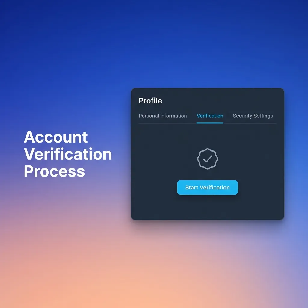 Illustrated MegaPari account verification steps: profile details, contact confirmation, ID upload, address proof, and review.