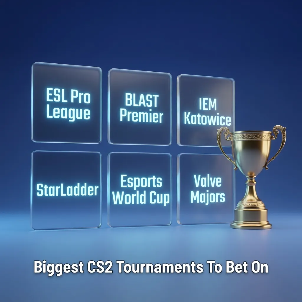 CS2 betting promo graphic highlighting major tournaments like ESL Pro League, BLAST Premier, IEM Katowice, and CS2 Majors