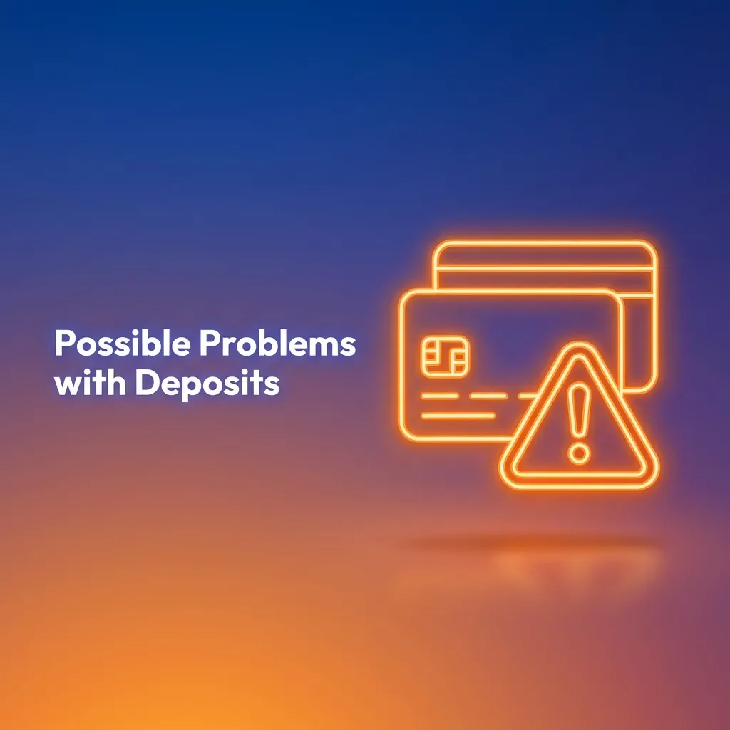 Illustration of online gambler facing deposit issues with alerts for pending payments, bank declines, limits, mismatches, and errors