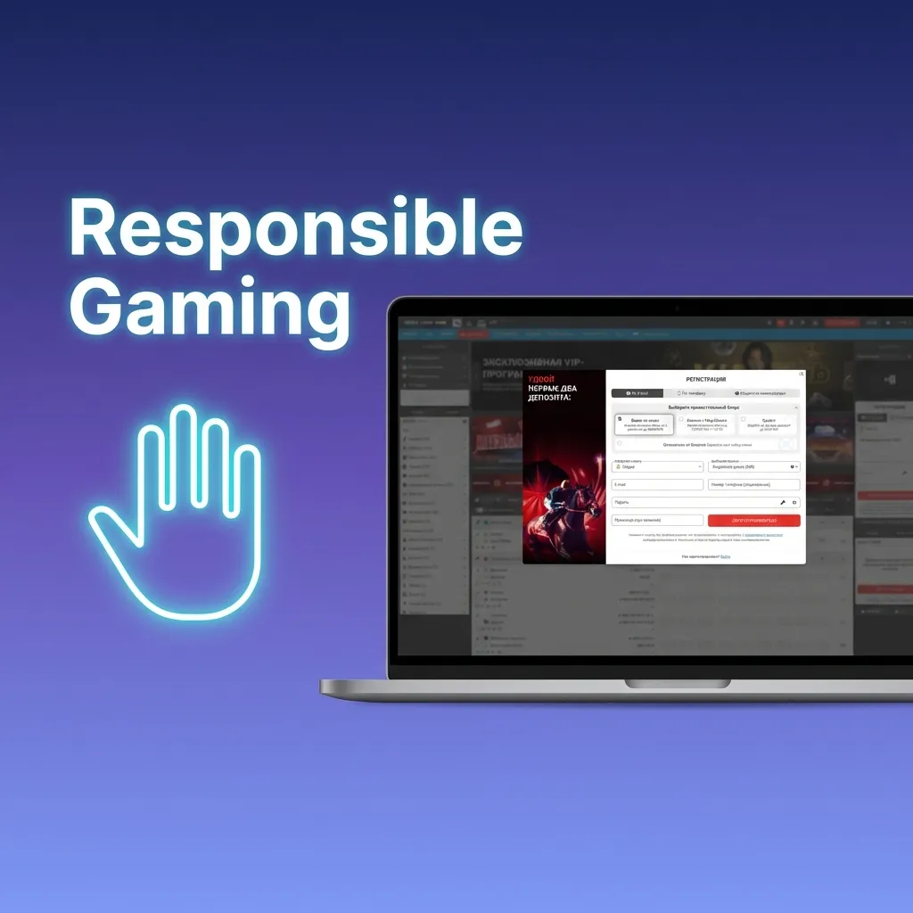 Illustration promoting responsible online betting with tips on limits, breaks, emotions, privacy, and self‑exclusion tools.