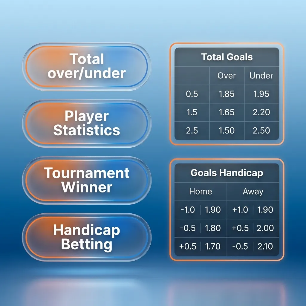 Infographic listing sports betting types: Single, Express, System, Chain, and Multi Bet Variants with brief risk/return notes
