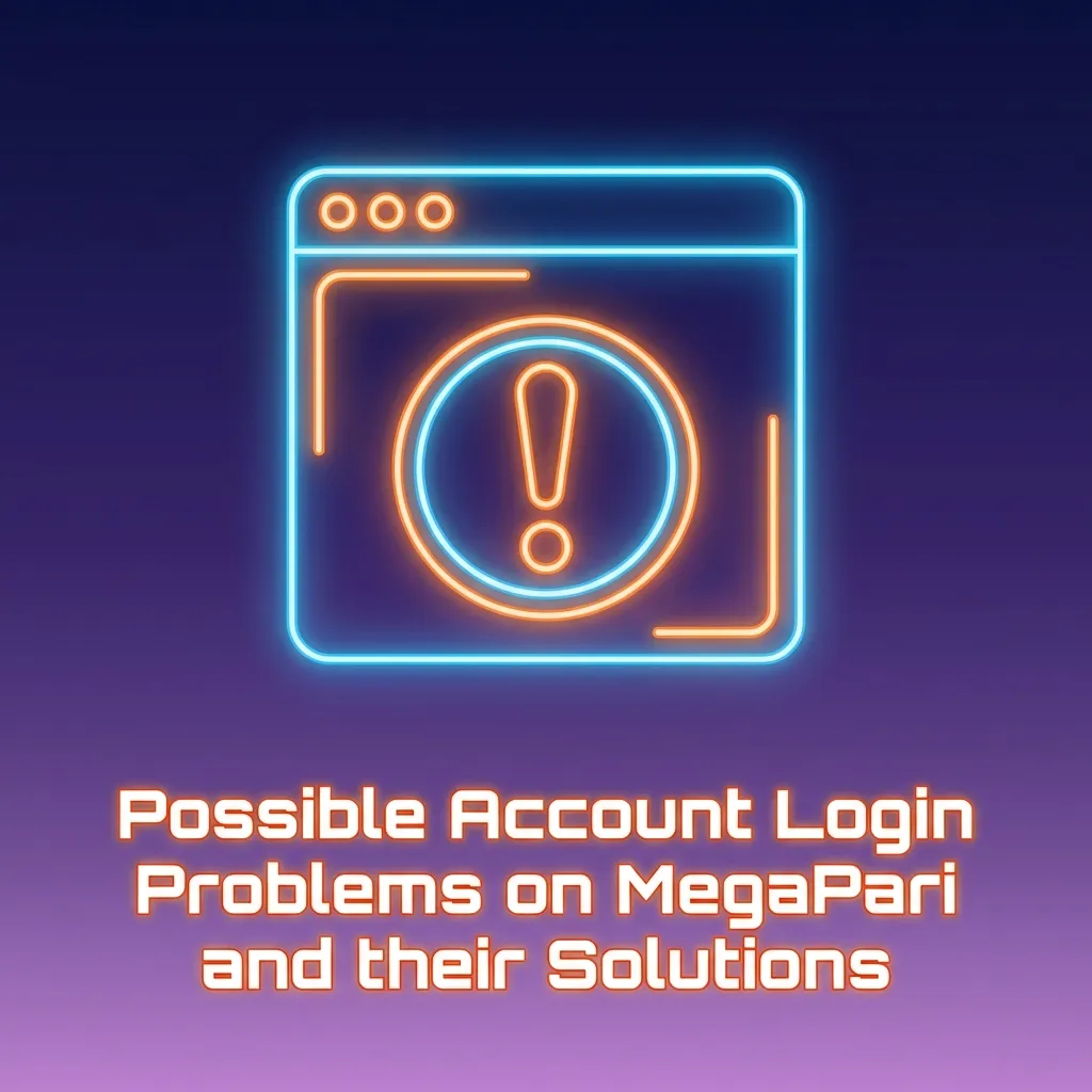 Guide graphic showing common MegaPari login problems with brief solutions in a comparison table