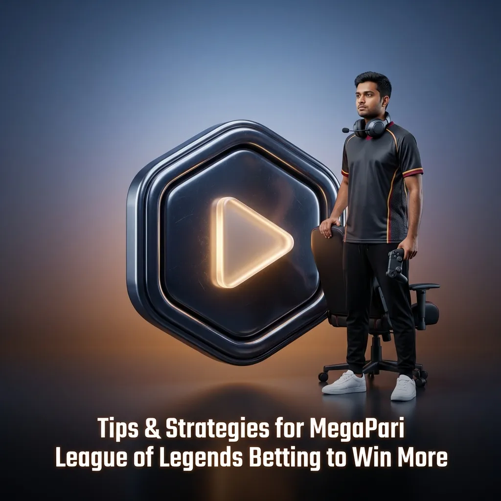 Infographic of MegaPari League of Legends betting tips on bankroll, research, meta, odds, regions, and live bets