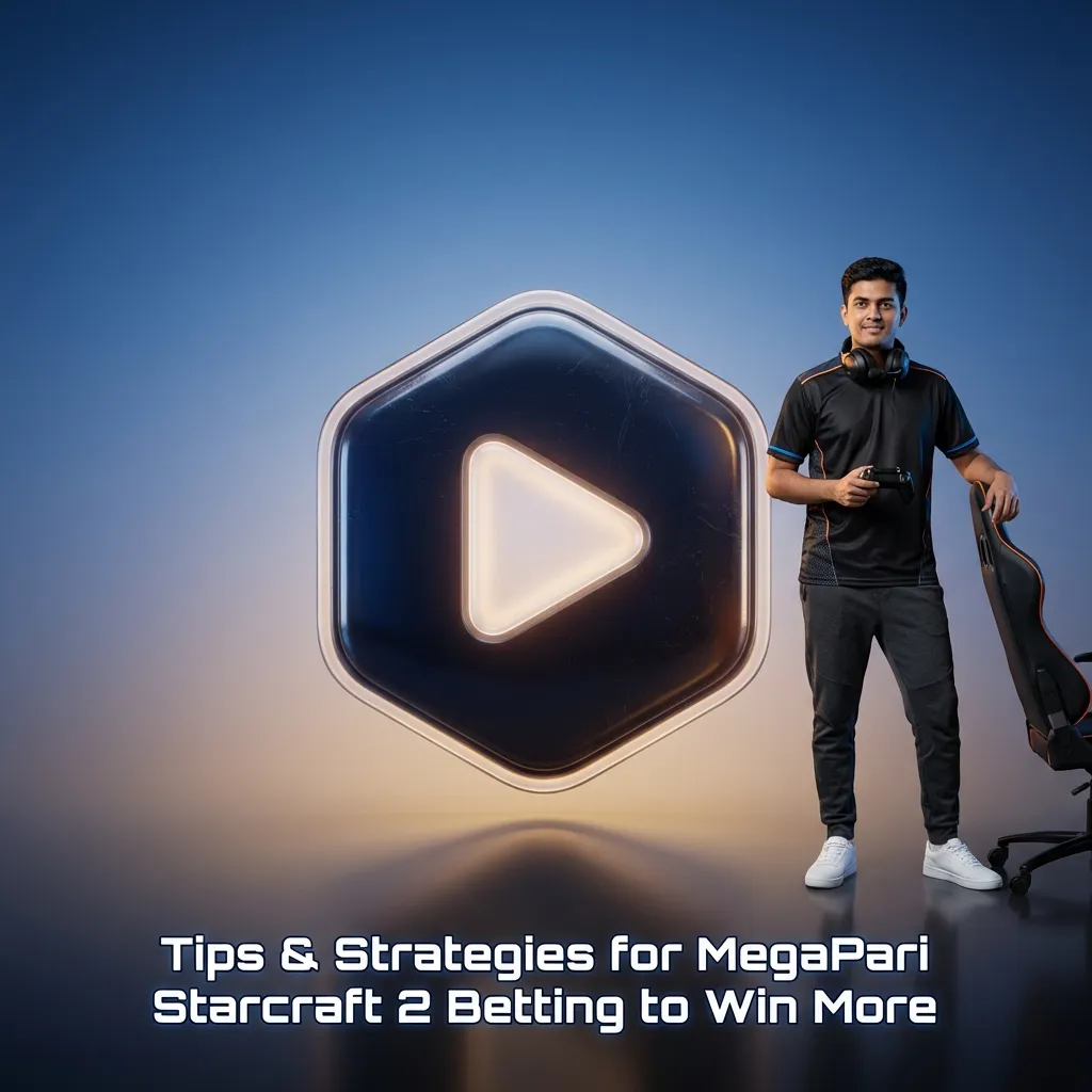 Infographic of MegaPari StarCraft II betting tips with icons for bankroll, research, map analysis, and disciplined wagering