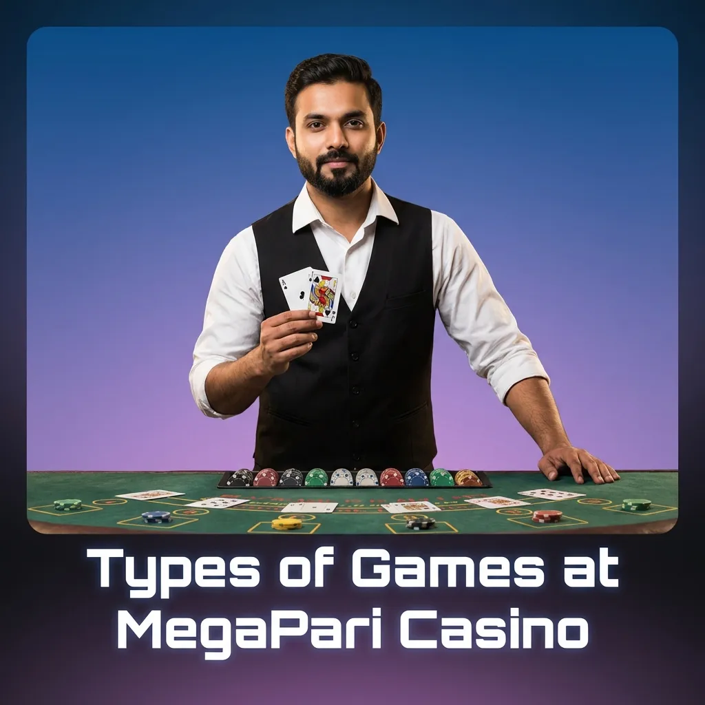 MegaPari Casino game lobby showing slots, crash, table, card, jackpot, and instant win games for India players